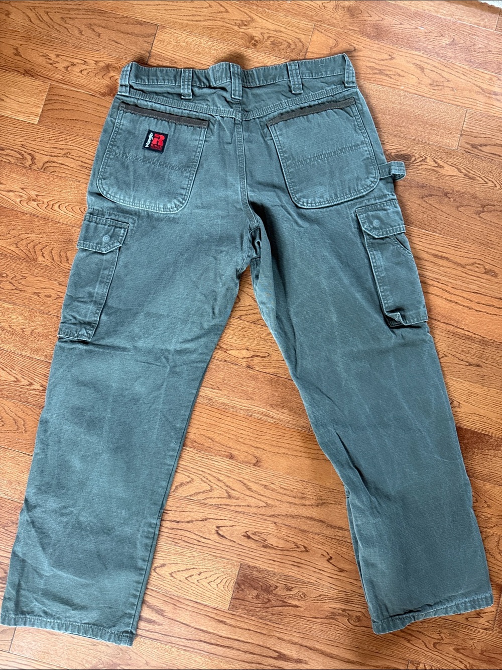 Wrangler Olive Green Carpenter Cargo Pants heavy duty 34x30